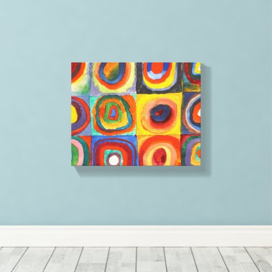 Vierkantjes met concentrische cirkels van Kandinsk Canvas Afdruk (Insitu (Houten vloer))