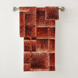 Vierkantjes met een donkere en lichte rode wandtex bad handdoek