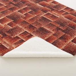 Vierkantjes met een donkere en lichte rode wandtex sherpa deken