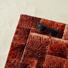 Vierkantjes met een donkere en lichte rode wandtex strandlaken