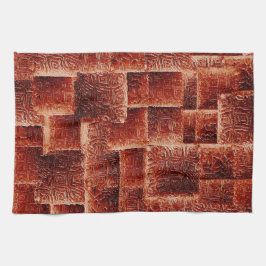 Vierkantjes met een donkere en lichte rode wandtex theedoek