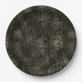 Vierkantjes met gekruiste krassen of donkerbruine  papieren bordje