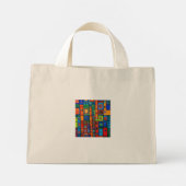 Vierkantjes met levendige kleuren mini tote bag (Achterkant)