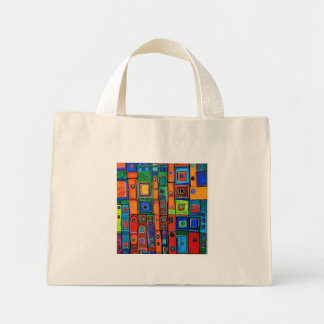 Vierkantjes met levendige kleuren mini tote bag