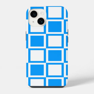 Vierkantjes met lichtblauwe rode modder iPhone 14 hoesje