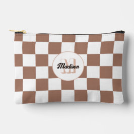 Vierkantjes mocha bruin wit retro Monogram Etui