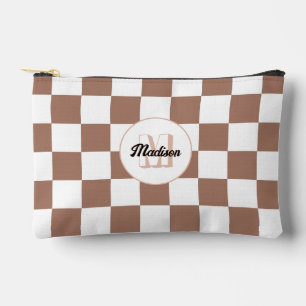 Vierkantjes mocha bruin wit retro Monogram Etui