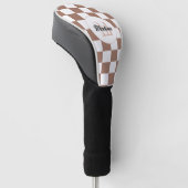 Vierkantjes mocha bruin wit retro Monogram Golfheadcover (Schuin)
