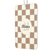 Vierkantjes mocha bruin wit retro Monogram Luchtverfrisser (Links)