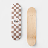 Vierkantjes mocha bruin wit retro Monogram Persoonlijk Skateboard (Voorkant)
