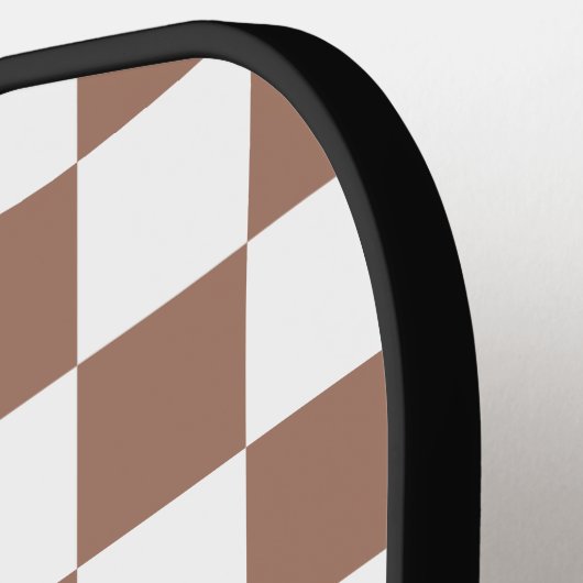 Vierkantjes mocha bruin wit retro Monogram Pickleball Paddle (Links Detail)