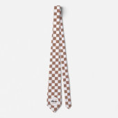 Vierkantjes mocha bruin wit retro Monogram Stropdas (Voorkant)