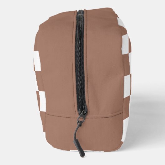 Vierkantjes mocha bruin wit retro Monogram Toilettasje (Rechts)