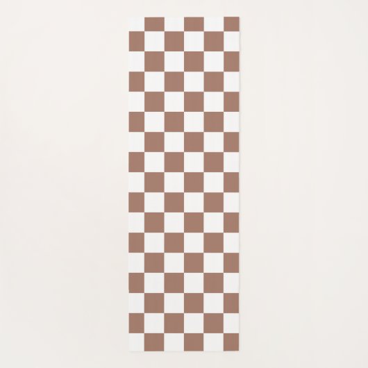 Vierkantjes mocha bruin wit retro Monogram Yogamat (Achterkant)