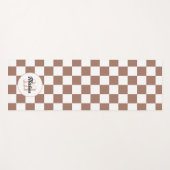 Vierkantjes mocha bruin wit retro Monogram Yogamat (Voorkant (horizontaal))