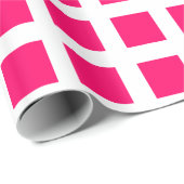 Vierkantjes - Neon Red op White Cadeaupapier (Rol Hoek)