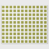 Vierkantjes - Olijf op wit Cadeaupapier (Vlak)