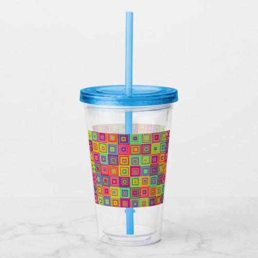 Vierkantjes Patroon Acryl Drinkbeker (Voorkant)