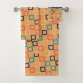 Vierkantjes Perzik Blauw Minimaal Patroon Bad Handdoek (Insitu)