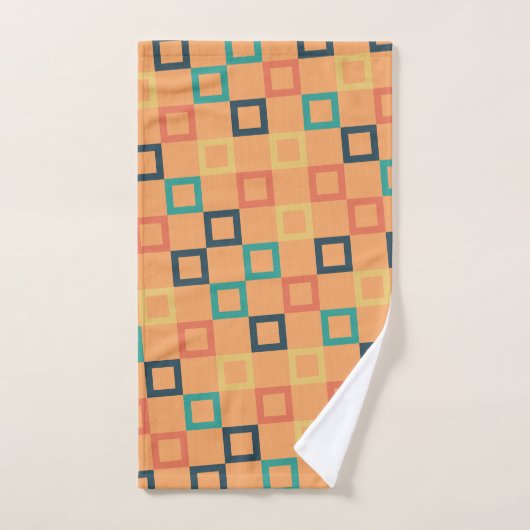 Vierkantjes Perzik Blauw Minimaal Patroon Bad Handdoek (Handdoek)