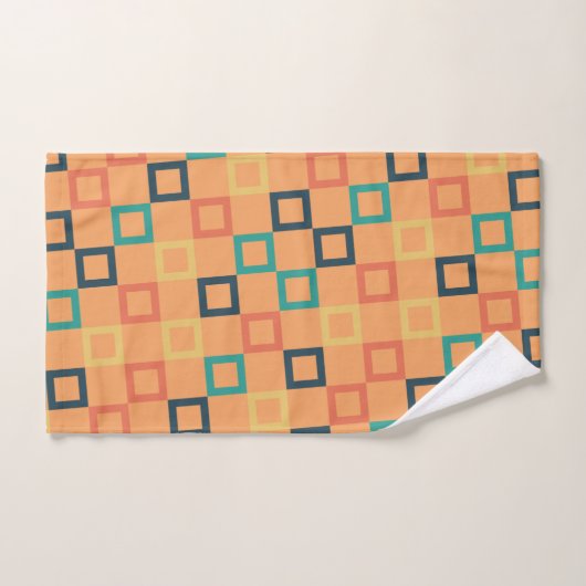 Vierkantjes Perzik Blauw Minimaal Patroon Bad Handdoek (Handdoek)