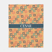 Vierkantjes Perzik Blauw Minimaal Patroon Fleece Deken (Voorkant)