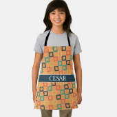 Vierkantjes Perzik Blauw Minimaal Patroon Schort (Insitu)