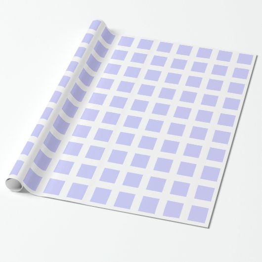 Vierkantjes - Powder Blue op White Cadeaupapier (Uitgerold)