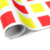 Vierkantjes - Rood en Geel op Wit Cadeaupapier (Rol Hoek)