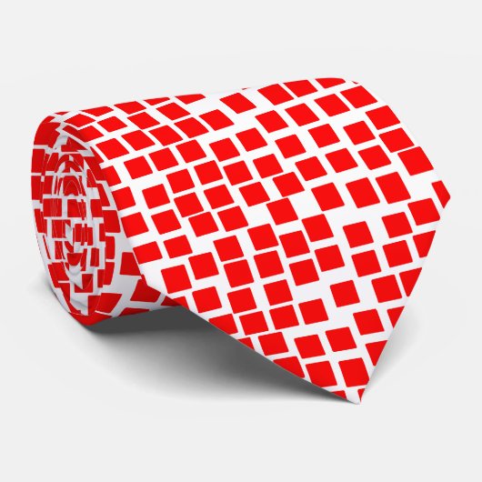 Vierkantjes - Rood op wit Stropdas (Opgerold)