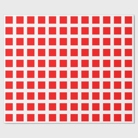 Vierkantjes - Rood op zwart Cadeaupapier (Vlak)