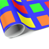 Vierkantjes - Spectrum 01 op blauw Cadeaupapier (Rol Hoek)