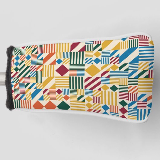 Vierkantjes, strepen en diagonalen golfheadcover (Voorkant)