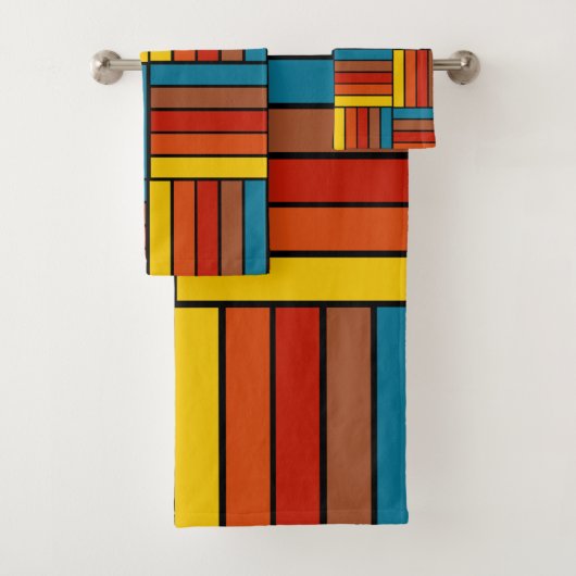 Vierkantjes van 1970 bad handdoek (Insitu)