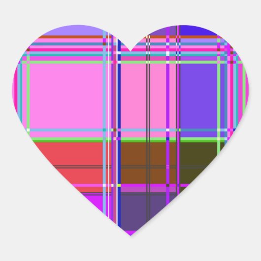 Vierkantjes van de Kleur van de stof Hart Sticker (Voorkant)