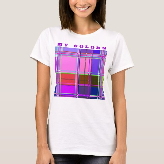 Vierkantjes van de Kleur van de stof T-shirt (Voorkant)