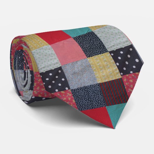 vierkantjes van patchwork, kleurrijk stropdas (Opgerold)