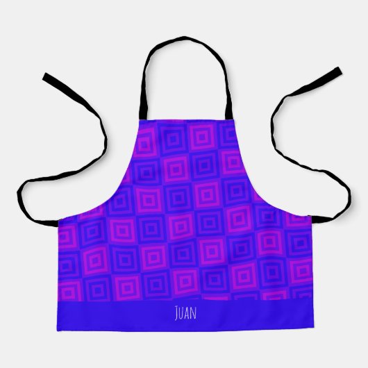 Vierkantjes & vierkantjes blauw violette minimale schort (Voorkant)