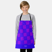 Vierkantjes & vierkantjes blauw violette minimale schort (Gedragen)