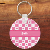  vierkantjes voor de paardenroze en witte haren me sleutelhanger (Voorkant)