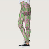 Vierkantjes voor lavendel en groen schijnen leggings (Links)