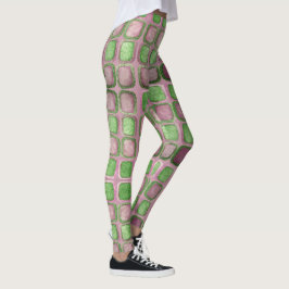 Vierkantjes voor lavendel en groen schijnen leggings
