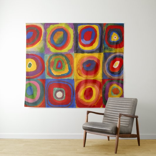 Vierkantjes w Concentrische cirkels 2 | Kandinsky  Wandkleed (In Situ (horizontaal))