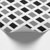 Vierkantjes - zwart en grijs op wit cadeaupapier (Hoek)