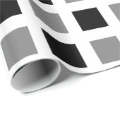 Vierkantjes - zwart en grijs op wit cadeaupapier (Rol Hoek)