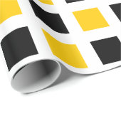 Vierkantjes - zwart en oranje op wit cadeaupapier (Rol Hoek)