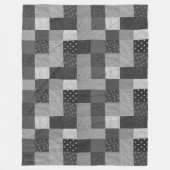 vierkantjes zwarte en witte  patchwork fleece deken (Voorkant)