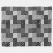 vierkantjes zwarte en witte  patchwork fleece deken (Voorkant (Horizontaal))