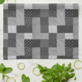 vierkantjes zwarte en witte patchwork theedoek (Gevouwen)