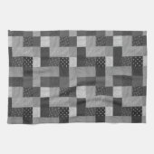 vierkantjes zwarte en witte patchwork theedoek (Horizontaal)